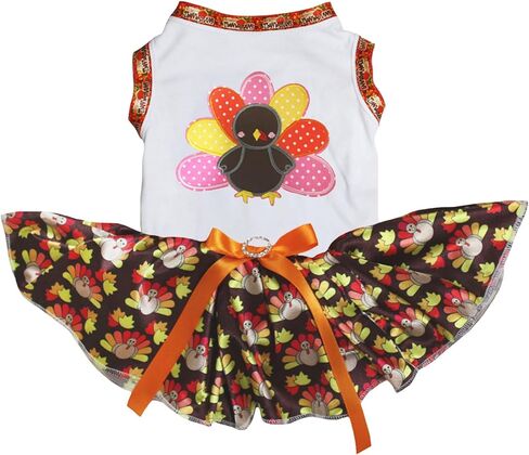 فستان Petitebella Rainbow Turkey Puppy Dog (برتقالي/ديك رومي، متوسط) in Kuwait