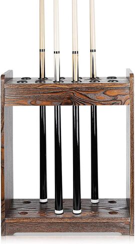 Retyion 12 Pools Floor Cue Billiard Pool Rack Stand Wooden Cue Stick Organizers Fishing Rod Rack Organizer in Kuwait