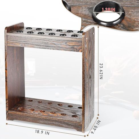 Retyion 12 Pools Floor Cue Billiard Pool Rack Stand Wooden Cue Stick Organizers Fishing Rod Rack Organizer in Kuwait