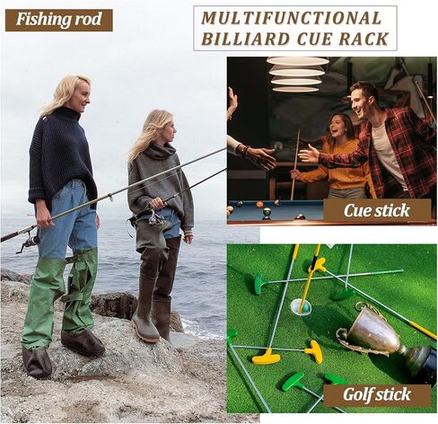 Retyion 12 Pools Floor Cue Billiard Pool Rack Stand Wooden Cue Stick Organizers Fishing Rod Rack Organizer in Kuwait