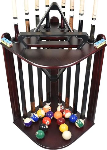 رف البلياردو XPRESS لحمام السباحة - حامل زاوية لحامل عصا حمام السباحة مع 16 حامل كرة و6 عبوات من الطباشير - وسادات دائرية مطاطية لمنع الضرر - ملحقات طاولة بلياردو مدمجة لكهف الرجل in Kuwait