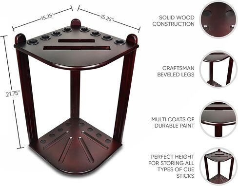 رف البلياردو XPRESS لحمام السباحة - حامل زاوية لحامل عصا حمام السباحة مع 16 حامل كرة و6 عبوات من الطباشير - وسادات دائرية مطاطية لمنع الضرر - ملحقات طاولة بلياردو مدمجة لكهف الرجل in Kuwait
