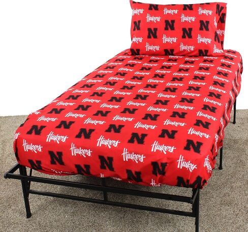 College Covers Everything Comfy Nebraska Cornhuskers Twin XL Sized 3 Piece Sheet Set, Team Color Background, 1 Flat Sheet, 1 Fitted Sheet, 1 Pillowcase in Kuwait