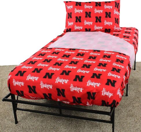 College Covers Everything Comfy Nebraska Cornhuskers Twin XL Sized 3 Piece Sheet Set, Team Color Background, 1 Flat Sheet, 1 Fitted Sheet, 1 Pillowcase in Kuwait
