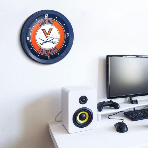 The Fan-Brand NCAA Dayton Flyers: Ribbed Frame Wall Clock - Sports Team Bar Sign Décor - Home, Dorm, Office, Fan Cave, Garage in Kuwait