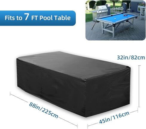 MYLAIM 7/8/9 Ft Outdoor Pool Table Cover,Billiard Protector Cover,Waterproof Fabric,Heavy Duty 420d Polyester Canvas Cover,Snooker Patio Table Covers,Mesa De Billar,Pool Table Accessories Kit in Kuwait