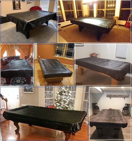 غطاء طاولة بلياردو 7/8/9 قدم من Oslimea مع رباط، غطاء طاولة بلياردو مقاوم للماء، أغطية طاولة السنوكر غطاء أثاث مقاوم للغبار لطاولة البلياردو/طاولة مستطيلة (9 أقدام) in Kuwait