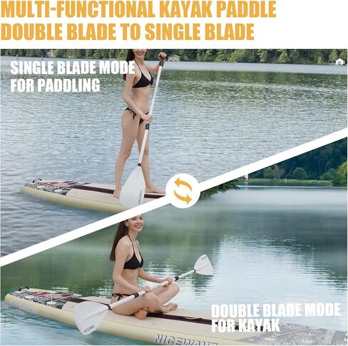 ألواح تجديف واقفة عريضة للغاية قابلة للنفخ من NiceWave للبالغين/الشباب مع حامل كاميرا (10'6"/11' ألواح تجديف SUP خفيفة للغاية) مع ملحقات ISUP وحقيبة ظهر ممتازة in Kuwait