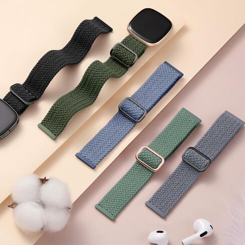 سوار Maledan المضفر القابل للتمدد متوافق مع Fitbit Sense/Fitbit Versa 3/ Versa 4/ Sense 2 Bands للنساء والرجال، سوار معصم مرن ناعم من أجل Fitbit Sense/Versa 3 ملحقات سوار الساعة الذكية in Kuwait
