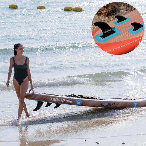 زعانف مركزية UPWELL SUP وزعانفان جانبيتان مع برغي زعنفة بدون أدوات، زعانف بديلة SUP معززة بالألياف الزجاجية مقاس 9 و4.5 بوصة لركوب الأمواج، ولوحة التجديف القائمة، واللوح الطويل، (مجموعة من 3)، أسود in Kuwait