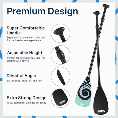 مجداف من ألياف الكربون مكون من قطعتين من BPS New Zealand - مجداف SUP قابل للتعديل مجداف وقوف لوح تجديف خفيف الوزن عائم in Kuwait