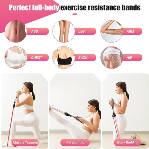 Resistance Bands with Handles for Women, 5 Level Exercise Bands Workout Bands for Physical Therapy, Yoga, Pilates, Door Anchor, Storage Pouch in Kuwait