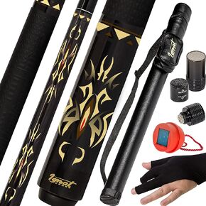 IgnatGames 2-Pieces Pool Cue Stick - 58" Canadian Maple Professional Billiard Pool Cues Sticks with Low Deflection Shaft + Hard Case, 3 in 1 Pool Stick Tip Tool, 3 Finger Glove and Chalk Holder