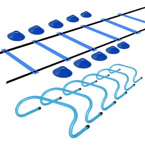TNZMART Agility Ladder and Disc Cones Training Set Adjustable Rungs Training Ladder with 10 Plastic Sport Cones for Training