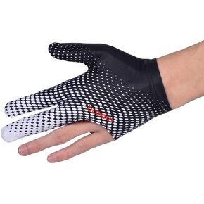 EXCEART Elastic 3 Fingers Show Gloves Billiard Shooters Carom Pool Snooker Cue Sport Gloves Wear on The Right or Left Hand (Leaves)