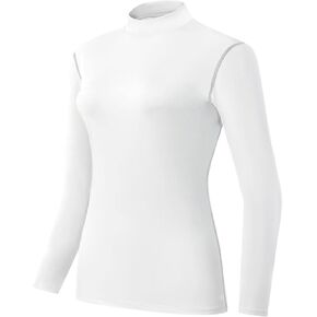 Tesuwel Turtleneck Base Layer for Skiing Hiking Women Cold Weather Fleece Thermal Shirt for Workout Running High Wicking