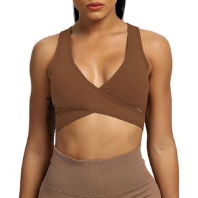 Aoxjox Women's Workout Sports Bras Fitness Backless Viviana Padded Mesh Bra Yoga Crop Tank Top