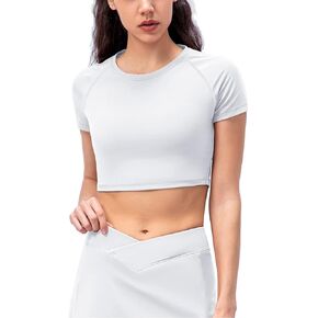 تي شيرتات نسائية رياضية للياقة البدنية وأكمام قصيرة وقمصان قصيرة مضغوطة للجري in Kuwait