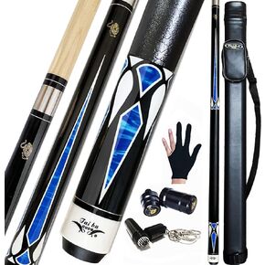 Tai ba cues 2-Piece Pool cue Stick + Hard Case, 13mm Tip, 58", Hardwood Canadian Maple Professional Billiard Pool Cue Stick 18,19,20,21,22 Oz Pool Stick (Selectable)-Blue, Black, Red, Gray, Green in Kuwait