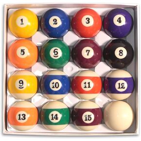 CUEMART Billiard Balls Set 2-1/4 or 1-1/2 Inch 1.5" Size Regulation/Mini American Pool Game Complete Full 16 Resin Balls