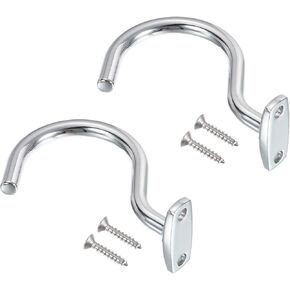 PATIKIL Bridge Stick and Ball Rack Hooks, 2 Pack Snooker Pool Cue Racks Bridge Stick Pool Hook with Mounting Screws for Snooker Table Accessories, Silver Tone
