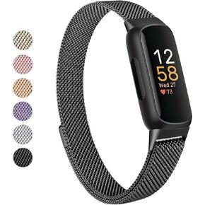Vanjua لـ Fitbit Inspire 3 فرق للنساء والرجال، حلقة شبكية معدنية من الفولاذ المقاوم للصدأ قابلة للتعديل، أشرطة بديلة لسوار المعصم المغناطيسي متوافقة مع جهاز تتبع اللياقة البدنية Fitbit Inspire 3