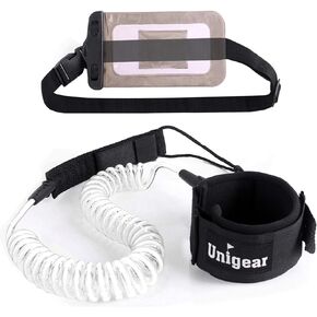 Unigear Premium SUP Leash 10' Coiled Stand Up Paddle Board Surfboard Leash Stay on Board with Waterproof Phone Case/Wallet in Kuwait