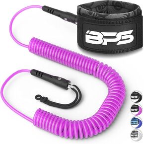BPS New Zealand 'Storm' Ultralite Premium Surfboard Leash - 10ft Coiled Legrope Strap Surf Board Leashes - Stand Up Paddle Board