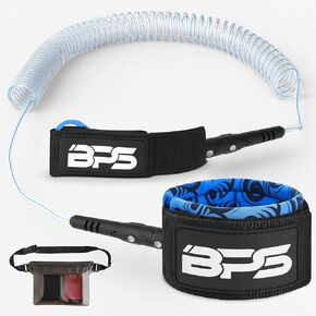 BPS 'Storm' Premium Surf SUP Leash 10 Foot Coiled Leash – Choose Color and Bundle