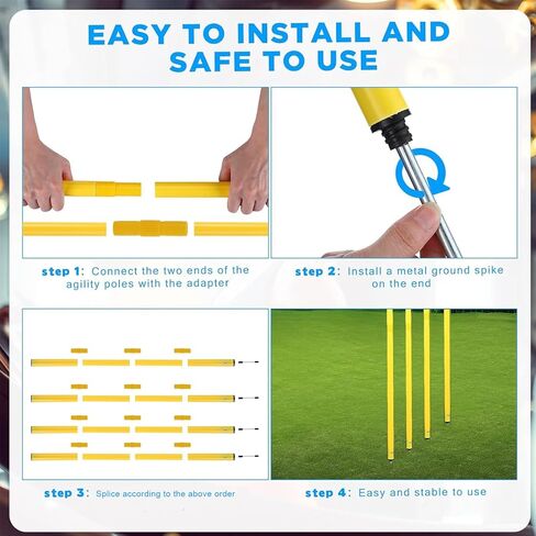 اعمدة تدريب الرشاقة من فريبوتا، ثابتة او قابلة للتعديل (40-75 انش)، معدات تدريب السرعة والرشاقة للرياضات الخارجية واللياقة البدنية 4 قطع. in Kuwait