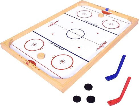 GoSports Ice Pucky Wooden Tabletop Hockey Game for Kids & Adults - Includes 1 game board, 2 Hockey Sticks & 3 Pucks in Saudi Arabia