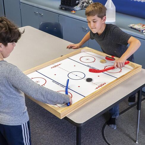 GoSports Ice Pucky Wooden Tabletop Hockey Game for Kids & Adults - Includes 1 game board, 2 Hockey Sticks & 3 Pucks in Saudi Arabia
