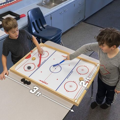 GoSports Ice Pucky Wooden Tabletop Hockey Game for Kids & Adults - Includes 1 game board, 2 Hockey Sticks & 3 Pucks in Saudi Arabia