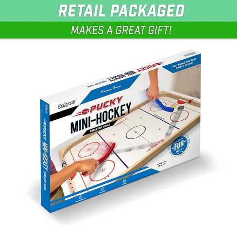 GoSports Ice Pucky Wooden Tabletop Hockey Game for Kids & Adults - Includes 1 game board, 2 Hockey Sticks & 3 Pucks in Saudi Arabia
