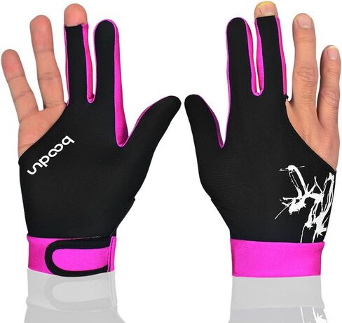 Anser M050912 Man Woman Elastic 3 Fingers Show Gloves for Billiard Shooters Carom Pool Snooker Cue Sport - Wear on The Right or Left Hand 1PCS (Pink, M) in Kuwait