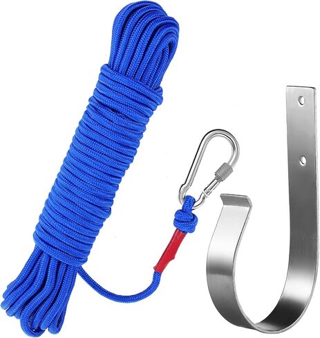 Braided Nylon Line, 50Ft Lifebuoy Rope with Spring Hook for Ring Buoy, Hollow Nylon Polyester Life Rope Single Hook Fire Rescue Rope, Rope Heaving Line Outdoor Climbing Rope (Orange) in Saudi Arabia