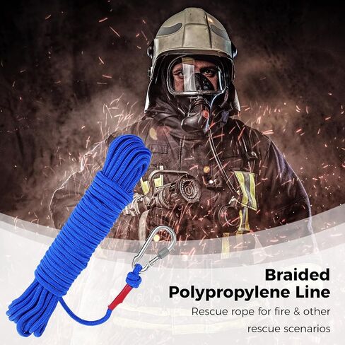 Braided Nylon Line, 50Ft Lifebuoy Rope with Spring Hook for Ring Buoy, Hollow Nylon Polyester Life Rope Single Hook Fire Rescue Rope, Rope Heaving Line Outdoor Climbing Rope (Orange) in Saudi Arabia