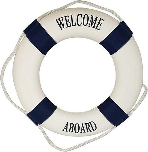 عوامة خاتم الحياة المزخرفة بنمط بحري مرحبا بكم في المنزل - ديكور بحري - خاتم الحياة المزخرف (20 × 3.5 × 20) in Kuwait