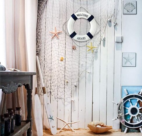 عوامة خاتم الحياة المزخرفة بنمط بحري مرحبا بكم في المنزل - ديكور بحري - خاتم الحياة المزخرف (20 × 3.5 × 20) in Kuwait