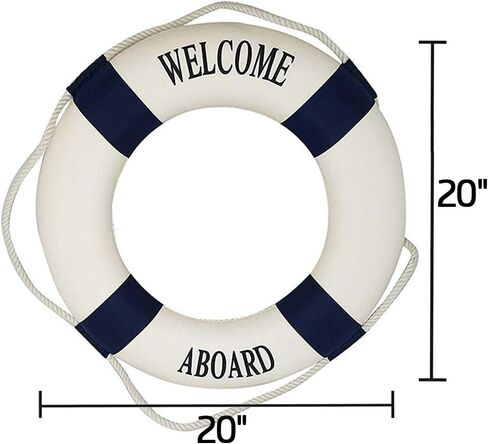 عوامة خاتم الحياة المزخرفة بنمط بحري مرحبا بكم في المنزل - ديكور بحري - خاتم الحياة المزخرف (20 × 3.5 × 20) in Kuwait