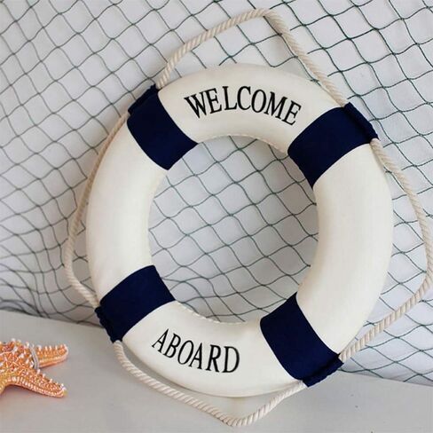 عوامة خاتم الحياة المزخرفة بنمط بحري مرحبا بكم في المنزل - ديكور بحري - خاتم الحياة المزخرف (20 × 3.5 × 20) in Kuwait