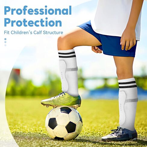 Soccer Shin Guards for Youth Kids with Soccer Socks, 3 Sizes Shin Pads Child Calf Protective Gear Lightweight Adjustable Equipment for 3-15 Years Old Girls Boys Toddler Kids Teenagers in Kuwait