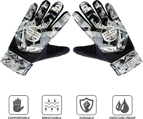 Esup قفازات حارس المرمى لكرة القدم | قفازات حارس مرمى كرة القدم غير التقليدية للأطفال والأولاد والشباب مع لاتكس 4 مم من أجل قبضة فائقة وحماية الأصابع مع راحة يد مضادة للانزلاق in Kuwait