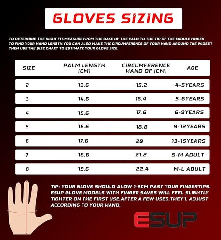 Esup قفازات حارس المرمى لكرة القدم | قفازات حارس مرمى كرة القدم غير التقليدية للأطفال والأولاد والشباب مع لاتكس 4 مم من أجل قبضة فائقة وحماية الأصابع مع راحة يد مضادة للانزلاق in Kuwait