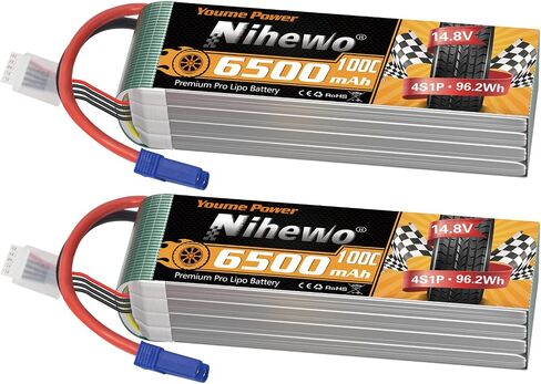 Nihewo 3s Lipo Battery 2packs 11.1v Lipo Battery 4500mAh 80C مع EC5 Plug متوافق مع Arrma Axial Losi Blade E-flite 1/10 و1/8 مقياس RC سيارة شاحنة مركبة طائرة هليكوبتر قارب نماذج خزان in Saudi Arabia
