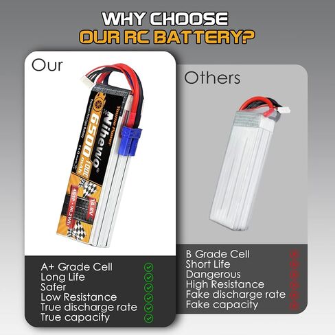 Nihewo 3s Lipo Battery 2packs 11.1v Lipo Battery 4500mAh 80C مع EC5 Plug متوافق مع Arrma Axial Losi Blade E-flite 1/10 و1/8 مقياس RC سيارة شاحنة مركبة طائرة هليكوبتر قارب نماذج خزان in Saudi Arabia