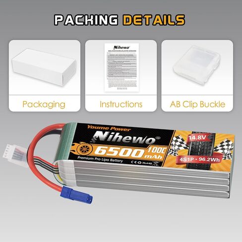 Nihewo 3s Lipo Battery 2packs 11.1v Lipo Battery 4500mAh 80C مع EC5 Plug متوافق مع Arrma Axial Losi Blade E-flite 1/10 و1/8 مقياس RC سيارة شاحنة مركبة طائرة هليكوبتر قارب نماذج خزان in Saudi Arabia