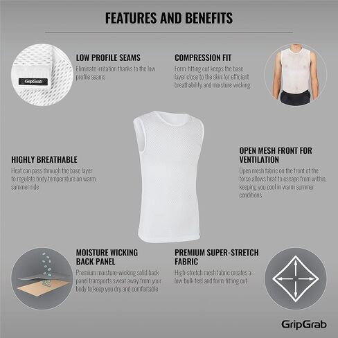 GripGrab 3-Season Sleeveless Cycling Base Layer High-Performance Mesh Bicycle Undershirt Spring Summer Compression Vest in Kuwait