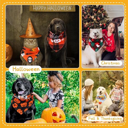 Sanwuta 30 Pcs Thanksgiving Fall Dog Bandanas Bulks Christmas Dog Triangle Scarf Dog Bibs Puppy Bandanas Pet Costume Adjustable Washable Kerchief for Small to Large Cats Dogs in Saudi Arabia