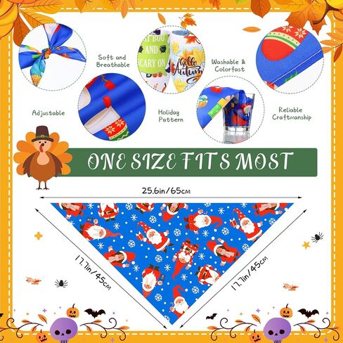 Sanwuta 30 Pcs Thanksgiving Fall Dog Bandanas Bulks Christmas Dog Triangle Scarf Dog Bibs Puppy Bandanas Pet Costume Adjustable Washable Kerchief for Small to Large Cats Dogs in Saudi Arabia